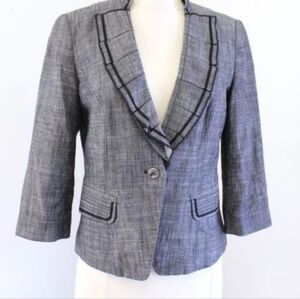 NWOT White House Black Market Grey 2 Button Front Collared Blazer size 12